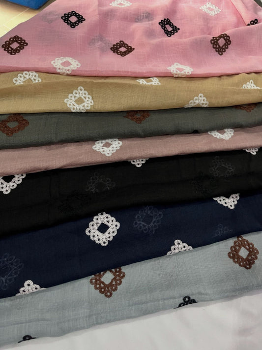 Floral Embroidered Lawn Hijab